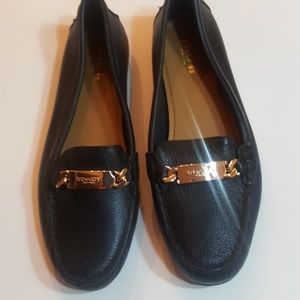 Coach women black leather shoes